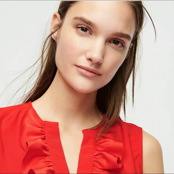 NWT J.Crew-Ruffle-Front Top in Satin Crepe - Picture 4 of 8